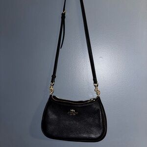 Coach Black Crossbody Bag with Pebbled Leather